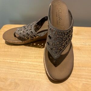 Skechers Brown Cut-Out Wedge Sandals